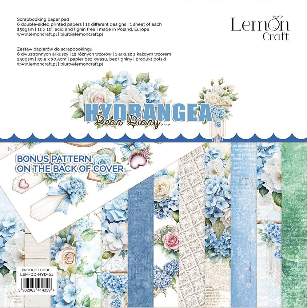 LemonCraft Dear Diary Hydrangea12x12 Paper Pack