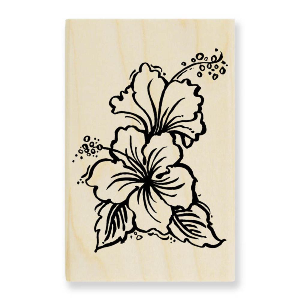 Stampendous Wooden Stamp Hibiscus Spray M103