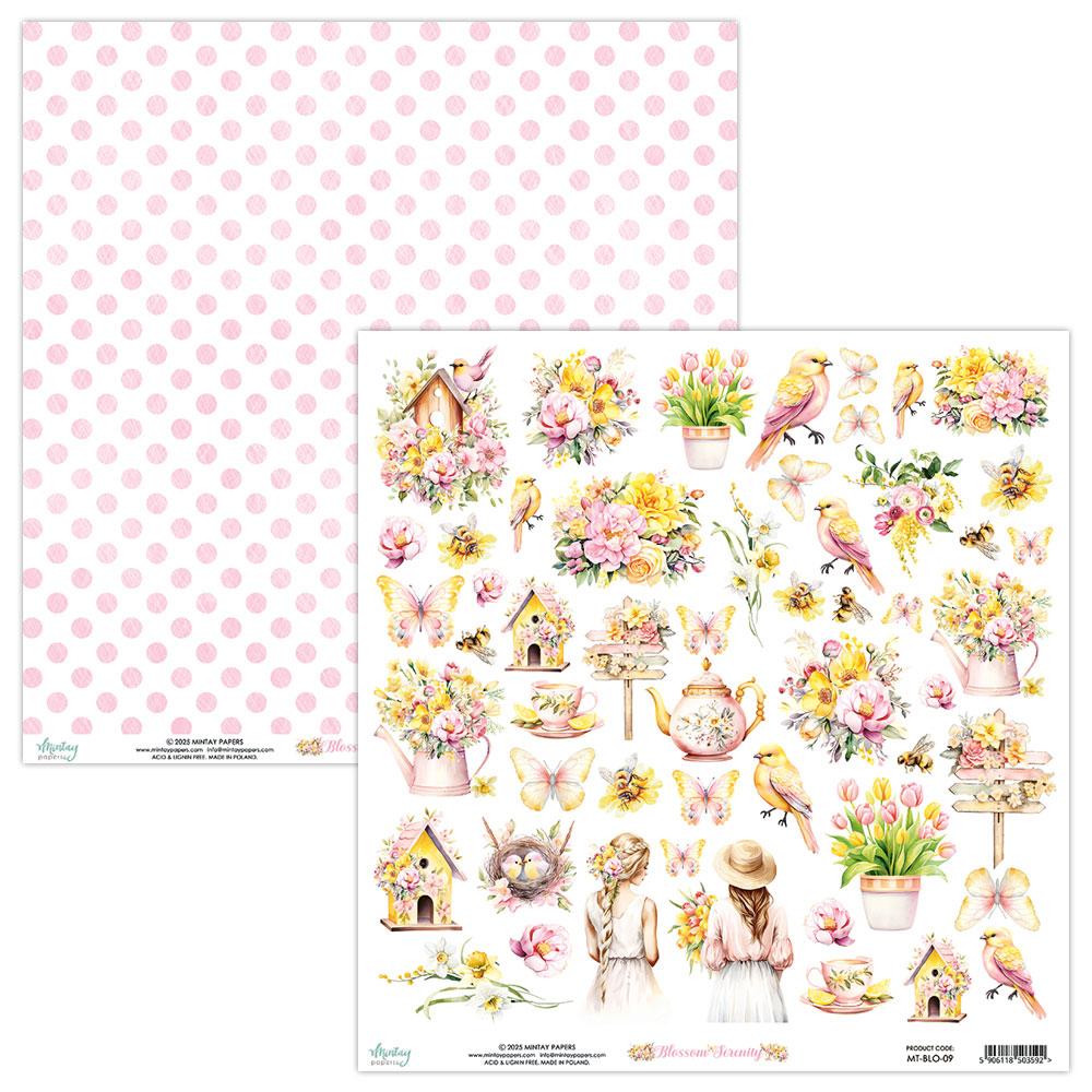 Mintay Papers Blossom Serenity 12x12 Paper Sheet Elements 09