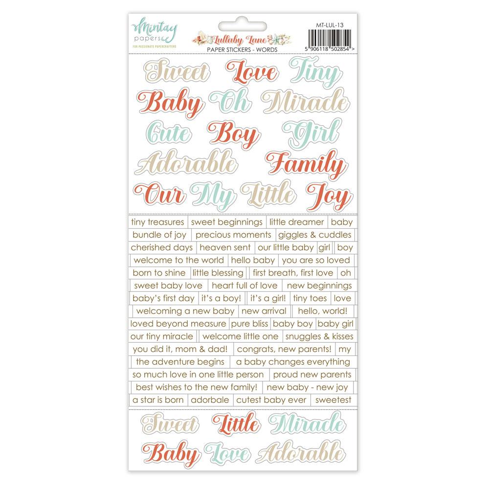 Mintay Papers Lullaby Lane 6x12 Paper Stickers Words