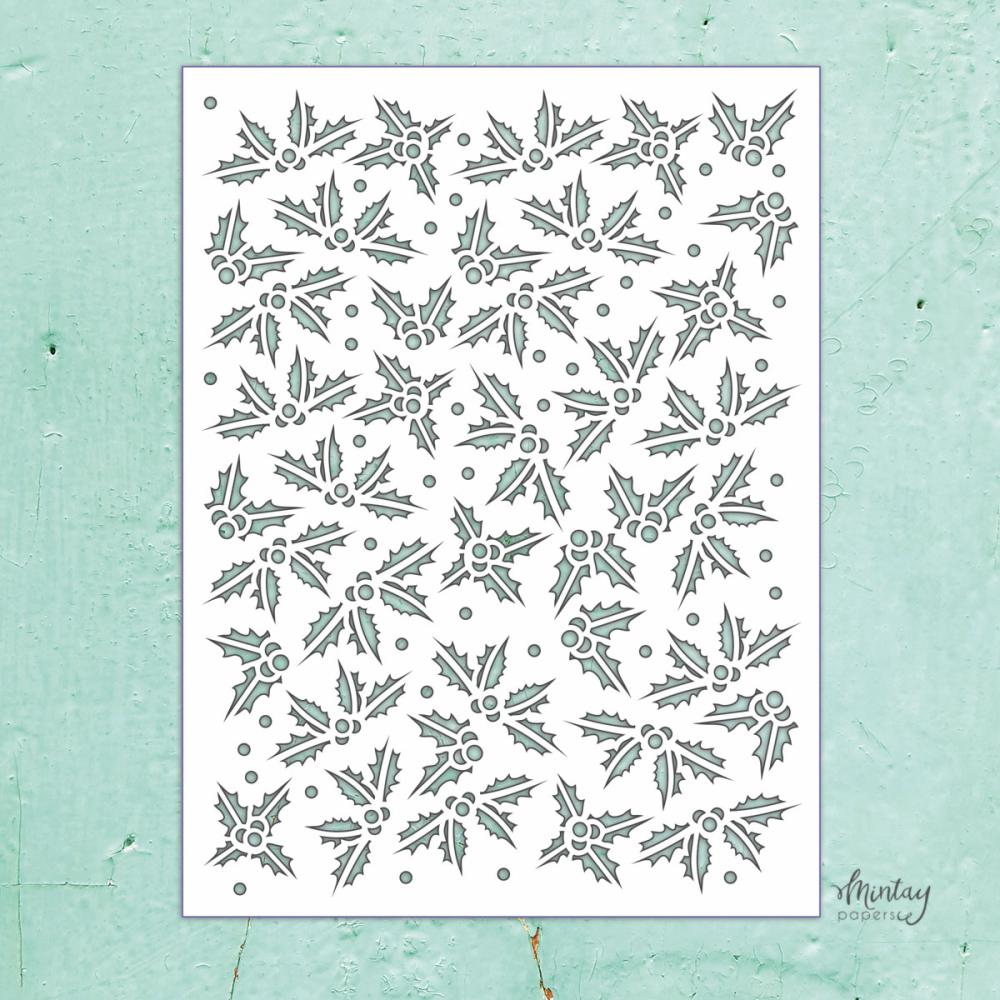 Mintay Kreativa 6x8 Stencil Holly Leaves #40