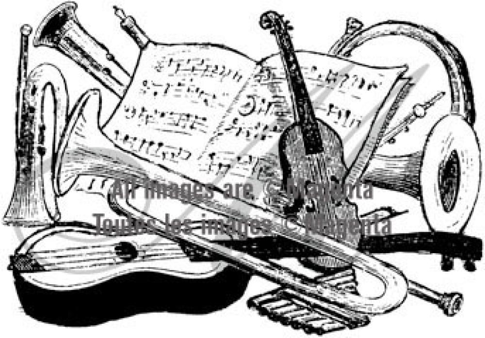 Magenta Cling Stamp Music Instruments