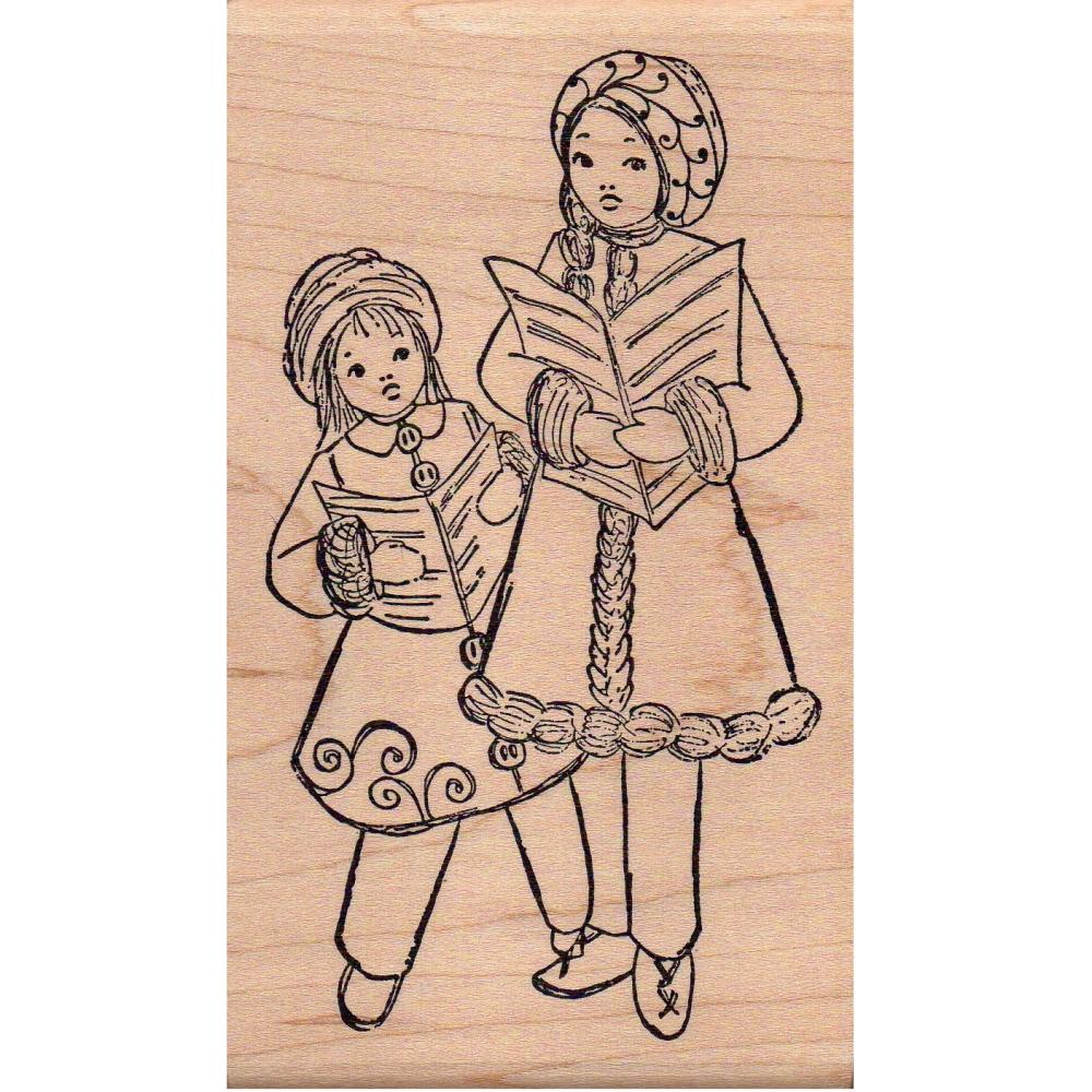 Magenta Wood Stamp Carolers