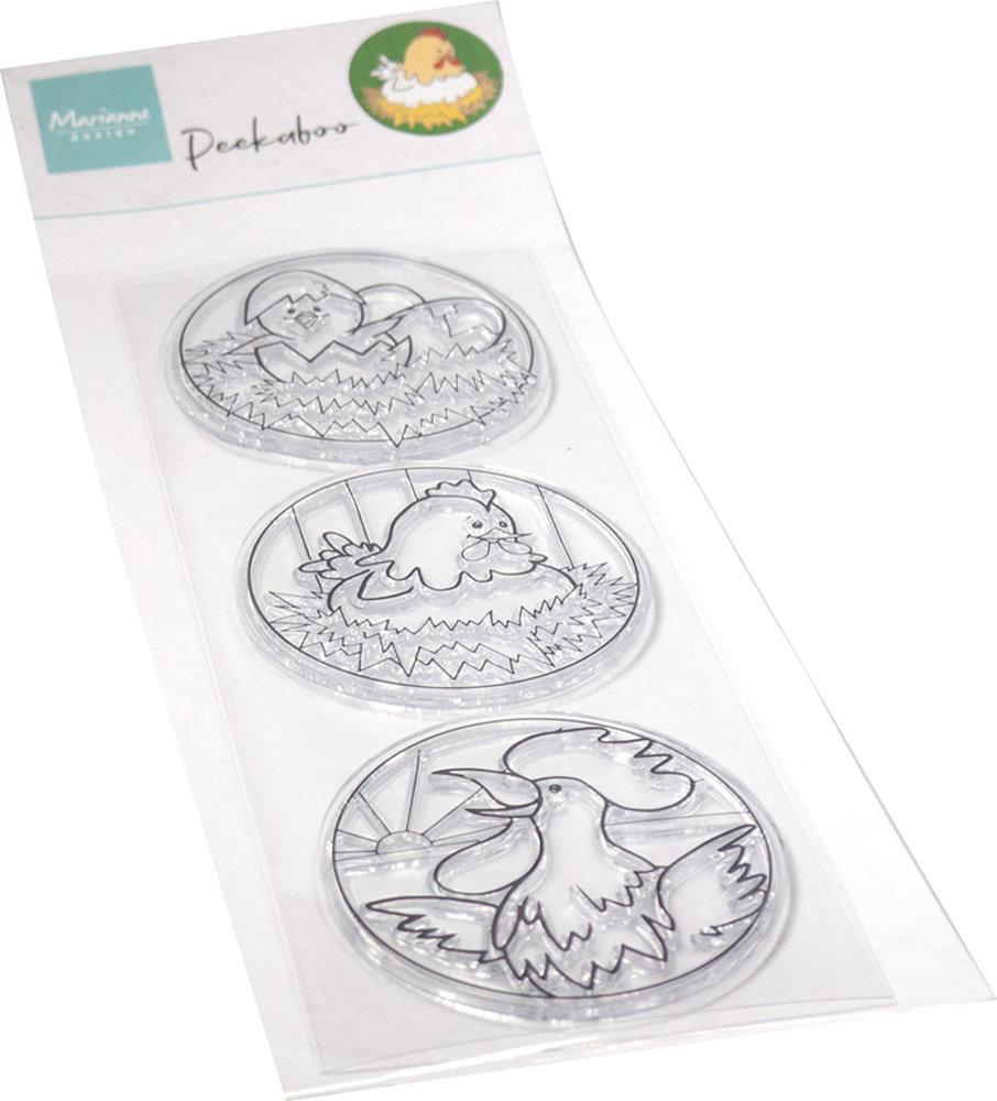 Marianne Design Stamp Hetty's Peek-a-Boo Chicken Family #CS1114