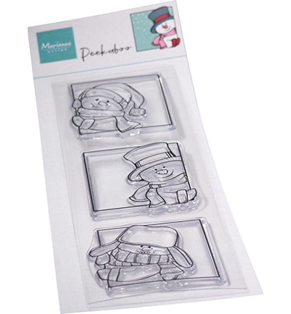 Marianne Design Stamp Hetty's Peek-a-Boo Snowmen #CS1102