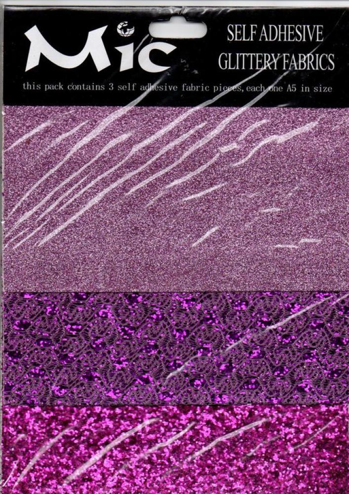 Mic Self Adhesive Glittery Fabrics Lilac Tones