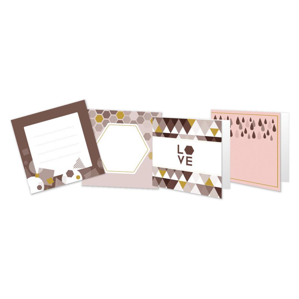 Mini Cards & Stamps Set (15pcs) Capsule Geometric Mocha