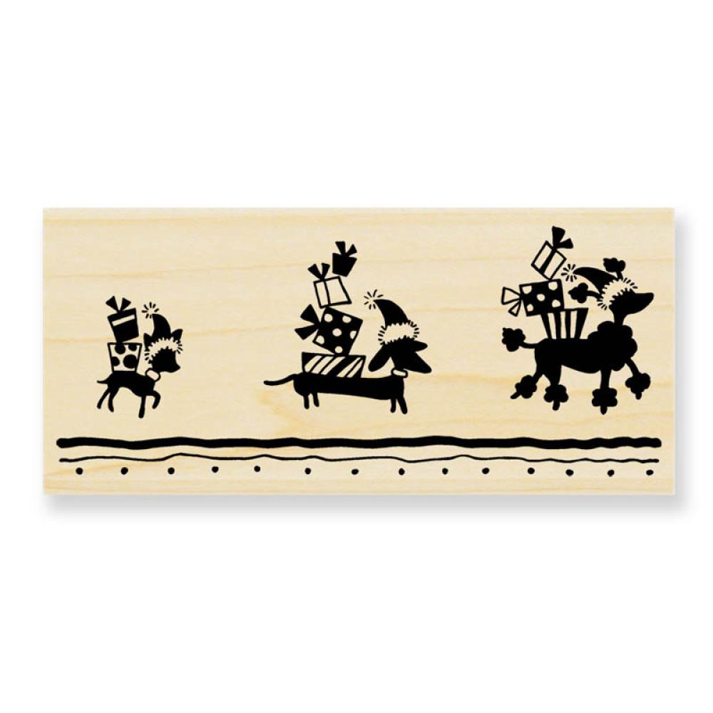 Stampendous Wood Stamp Pooch Packages Border N185