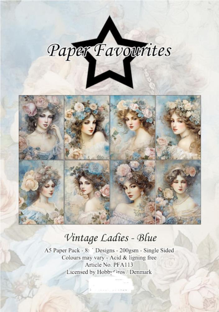 Paper Favourites A5 Paper Pack Vintage Ladies Blue