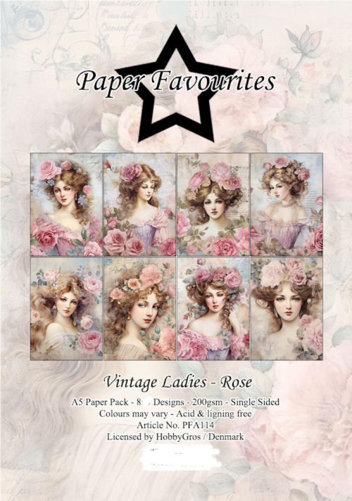 Paper Favourites A5 Paper Pack Vintage Ladies Rose