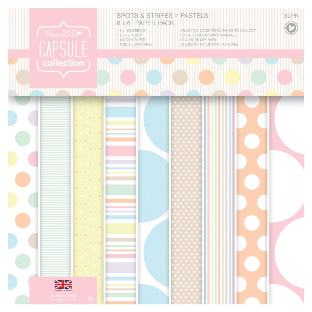 Papermania Capsule 6x6 Paper Pack Spot & Stripes Pastels PMA 160203