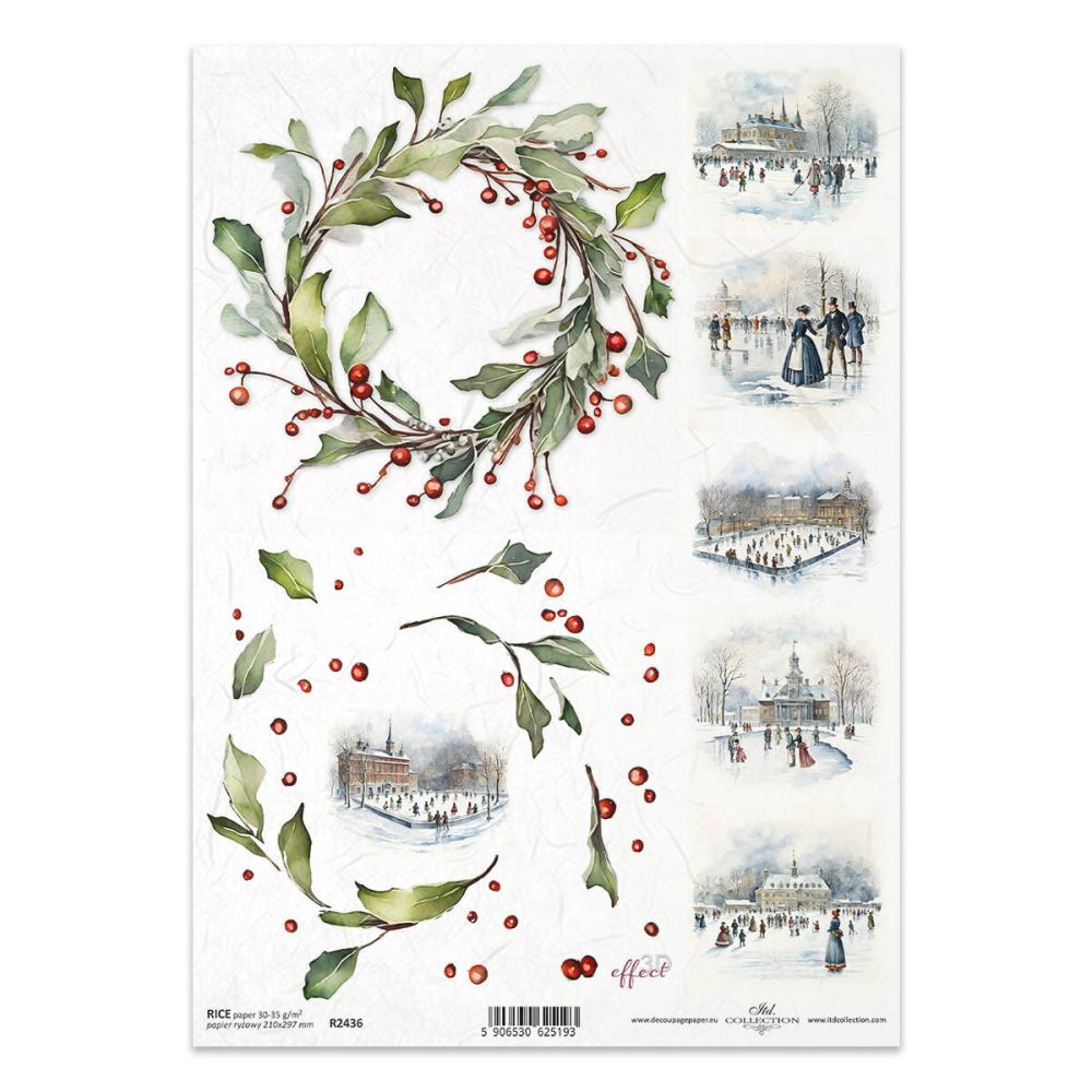 R2436 ITD Collection Winter Wreaths A4 Rice Paper