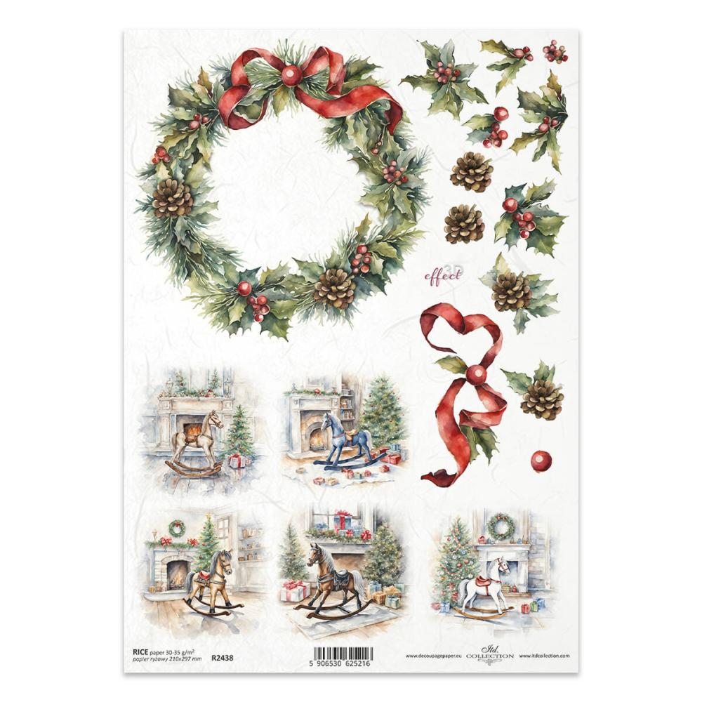 R2438 ITD Collection Winter Wreaths A4 Rice Paper