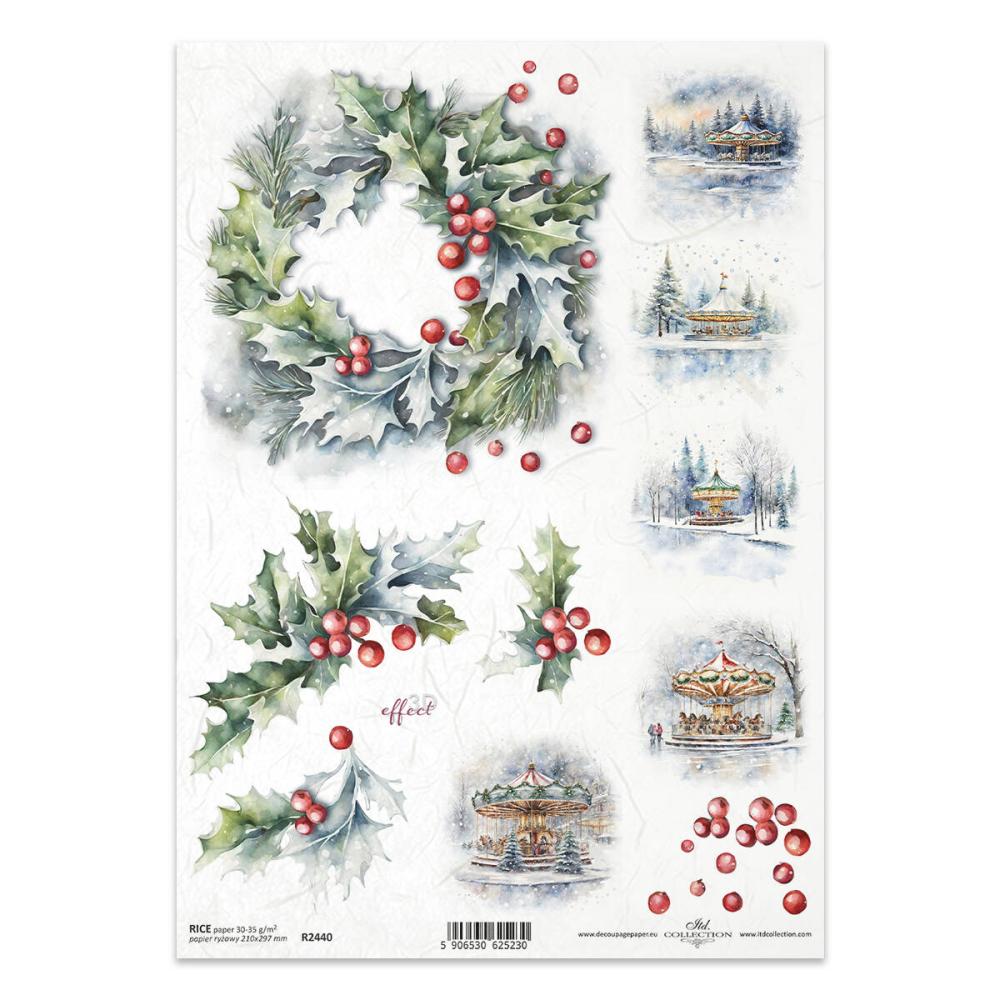 R2440 ITD Collection Winter Wreaths A4 Rice Paper