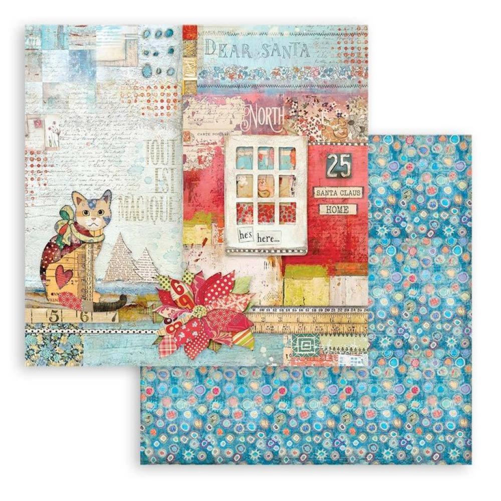 Stamperia 12x12 Paper SET Christmas Patchwork Cat SBB806