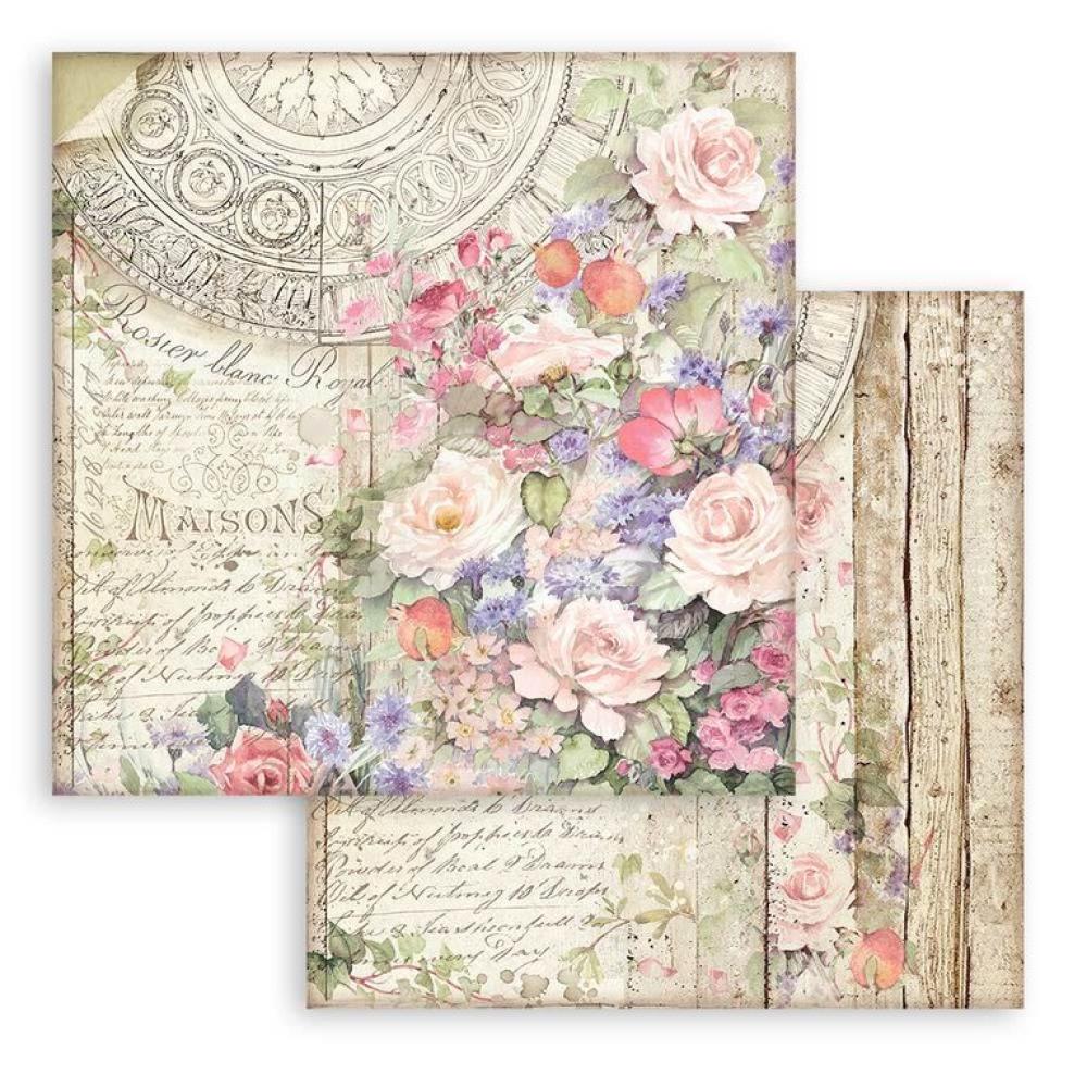 Stamperia 12x12 Paper Set Flowers Maisons SBB846