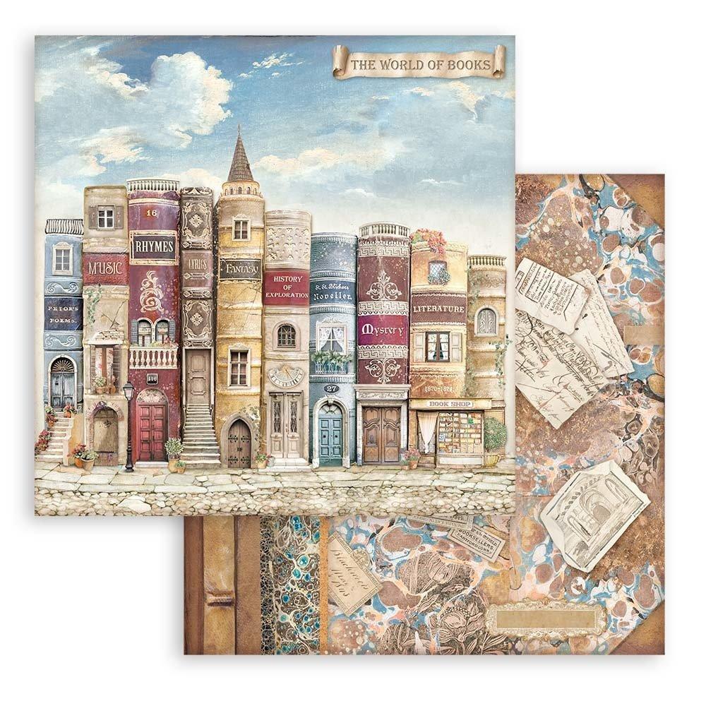 SBB929 Stamperia 12x12 Paper SET Vintage Library The World of the Book