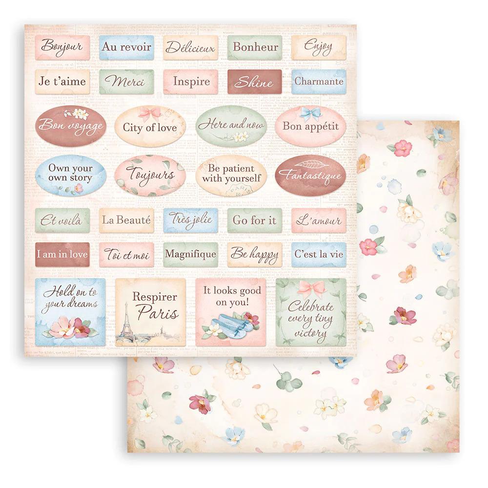 SBB930 Stamperia 12x12 Paper SET Oh La La Labels