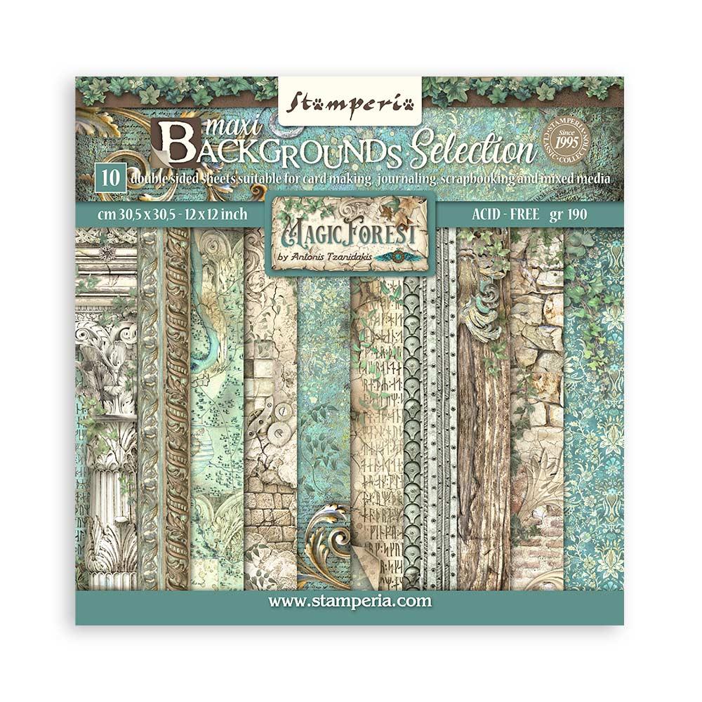 SBBL131 Stamperia 12x12 Paper Pad Maxi Background Magic Forest