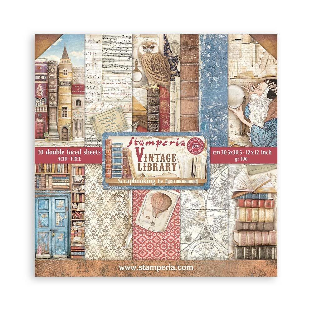 SBBL132 Stamperia 12x12 Paper Pad Vintage Library