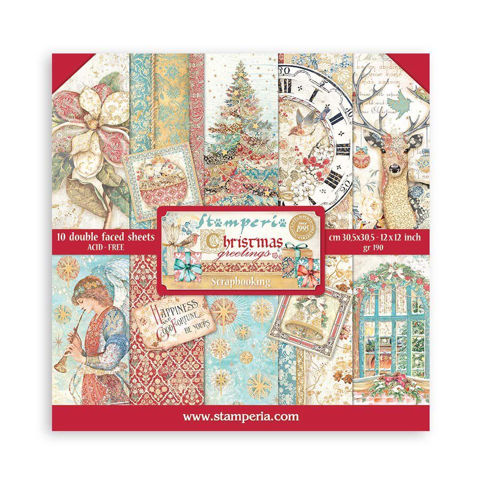 SBBL137 Stamperia 12x12 Paper Pad Christmas Greetings