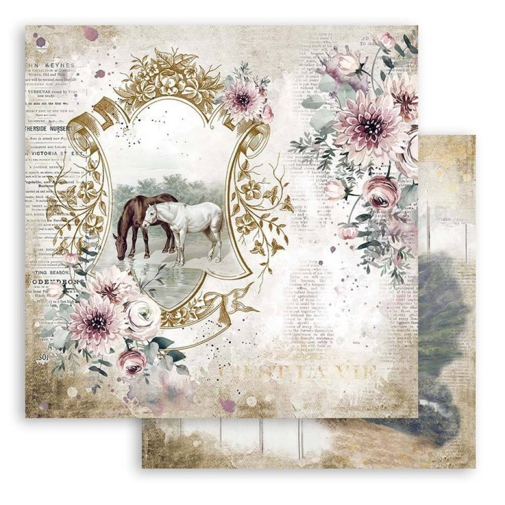 Stamperia 12x12 Paper Pad Romantic Horses #SBBL90