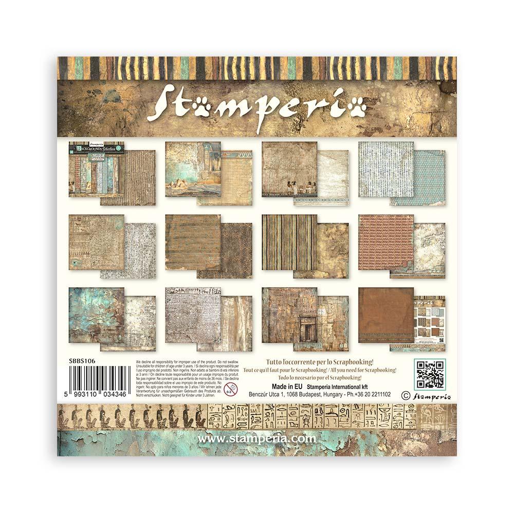 SBBS106 Stamperia Land of Pharaohs 8x8 Paper Pad Backgrounds