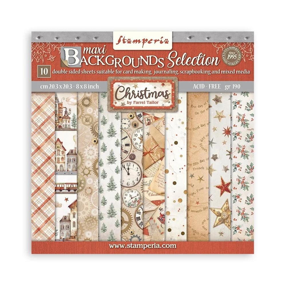 SBBS111 Stamperia Gear up for Christmas 8x8 Paper Pad Backgrounds