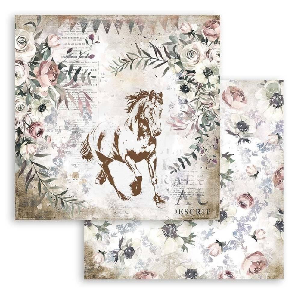 Stamperia 8x8 Paper Pad Romantic Horses #SBBS39