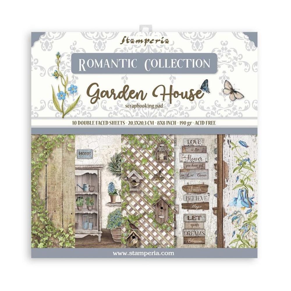 Stamperia 8x8 Paper Pad Romantic Garden House SBBS54