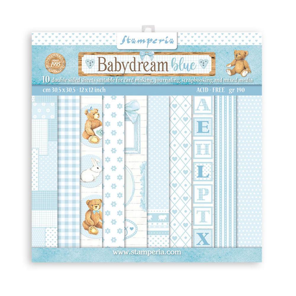 Stamperia 8x8 Paper Pad Backgrounds Baby Dream Blue SBBS56