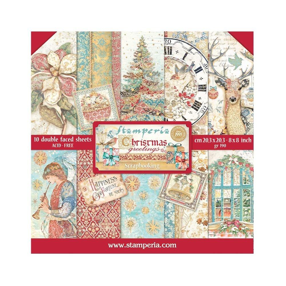 SBBS86 Stamperia 8x8 Paper Pad Christmas Greetings