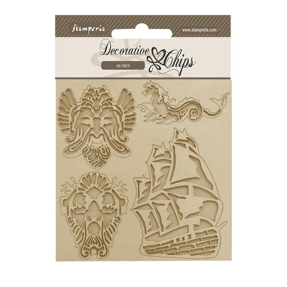 SCB184 Stamperia Chips Songs of the Sea Sailing Ship