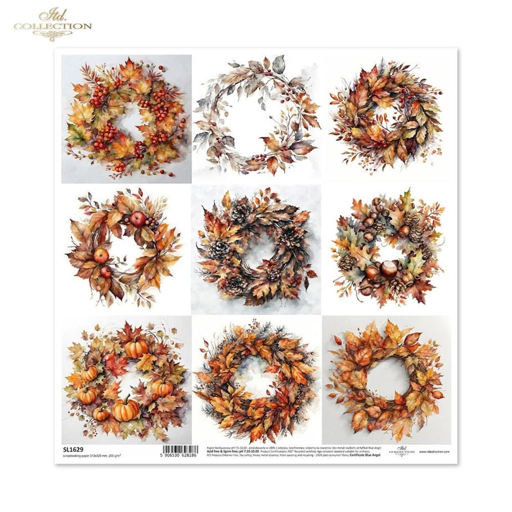 SL1629 ITD Collection Autumn Wreath 12x12 Sheet