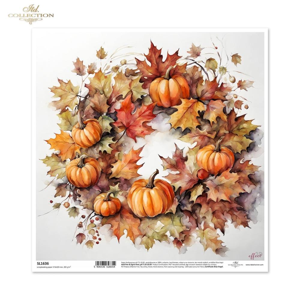 SL1636 ITD Collection Autumn Wreath 12x12 Sheet