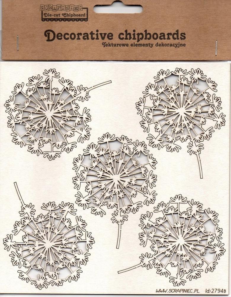 Scrapiniec Chipboard Dandelions Pusteblume