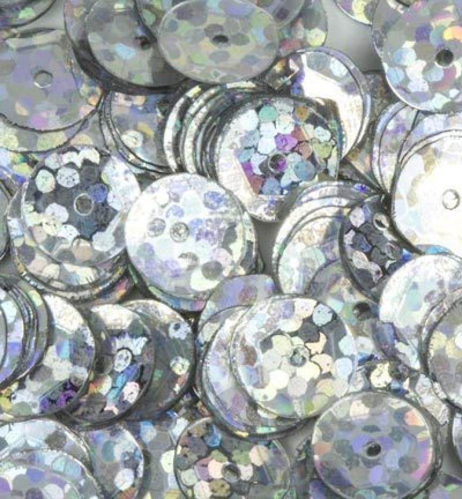 Sequins Pailletten Laser Disco Silver 6mm Cup