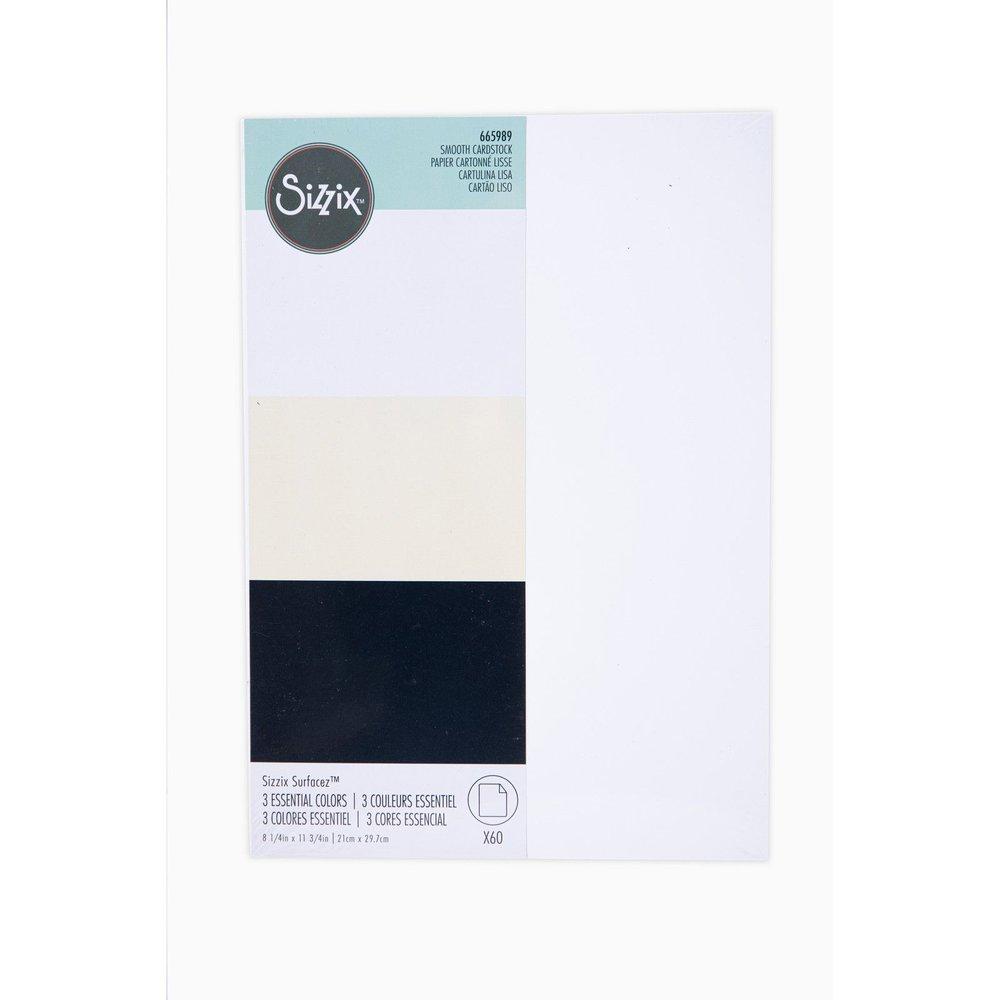 Sizzix Surfacez Cardstock A4 Black Ivory White #665989