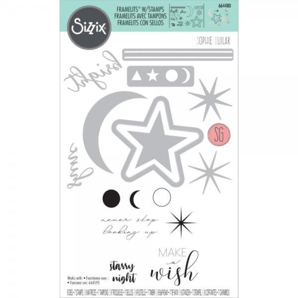 Sizzix Framelits Die Set w/Stamps Make a Wish #664480