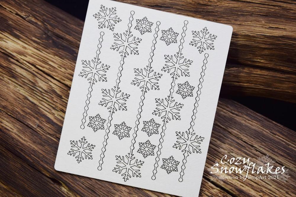 SnipArt Chipboard Snowflakes Decorative Borders #25038