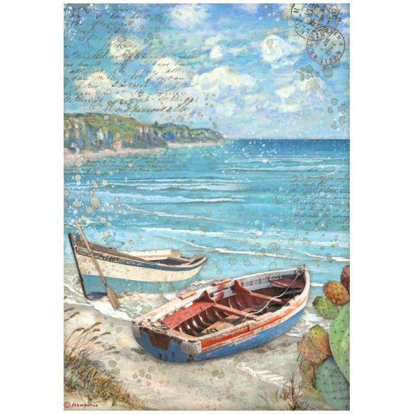 Stamperia A4 Reispapier Blue Dreams Boats DFSA4738