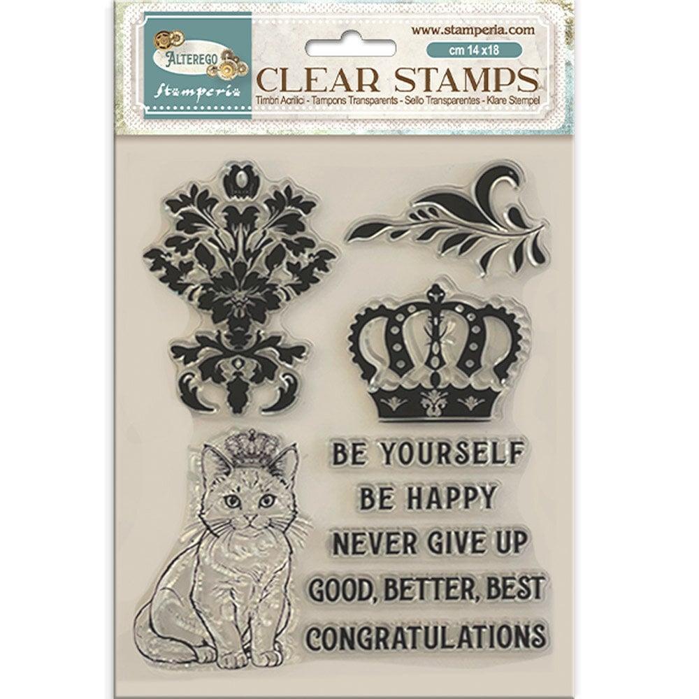 Stamperia Alterego Clear Stamps Crown and Cat #WTK202