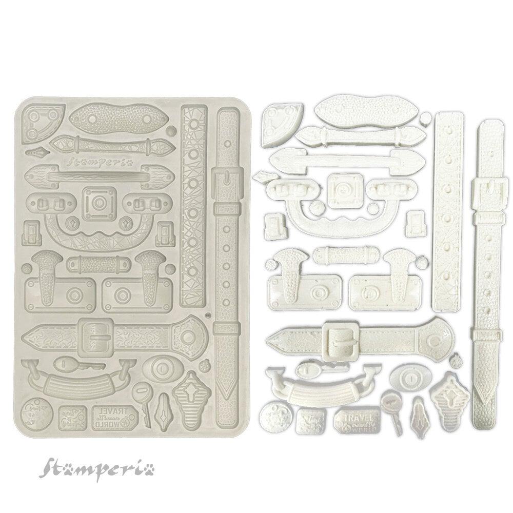 Stamperia Art of Travelling A5 Silicone Mould Belts And Handles KACMA548