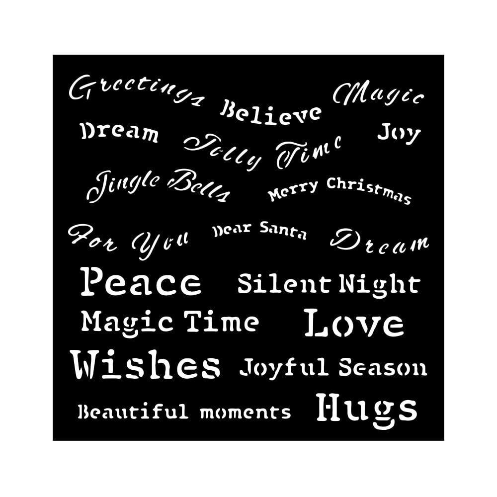 Stamperia Classic Christmas Thick Stencil 18x18cm Quotes KSTDQ115