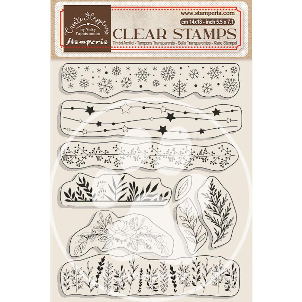 Stamperia Clear Stamp Christmas Borders Leaves #WTK176