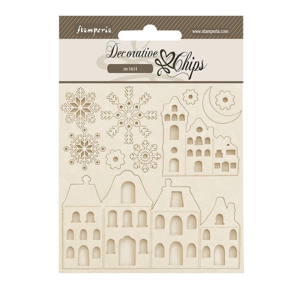 Stamperia Gear up for Christmas Decorative Chips Cozy Houses #226