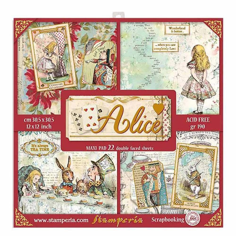 Stamperia 12x12 Paper Pad Alice Gold #SBBXLB08G