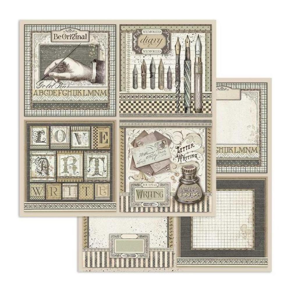 Stamperia 12x12 Paper Set Calligraphy Cards #SBB742