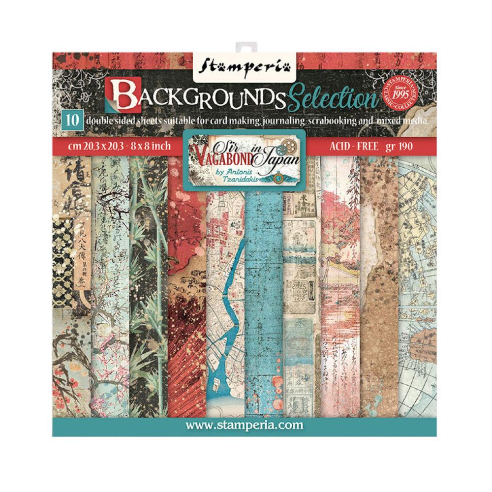 Stamperia 8x8 Paper Pad Backgrounds Sir Vagabond in Japan #SBBS43