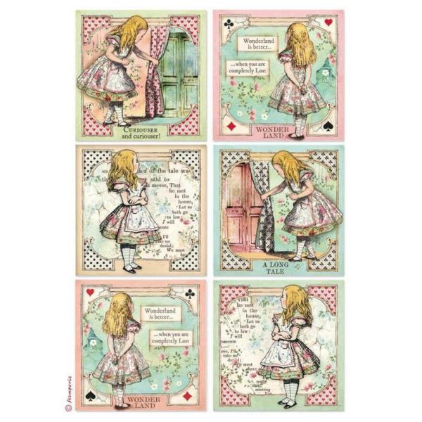 Stamperia A4 Rice Paper Alice Cards #4382